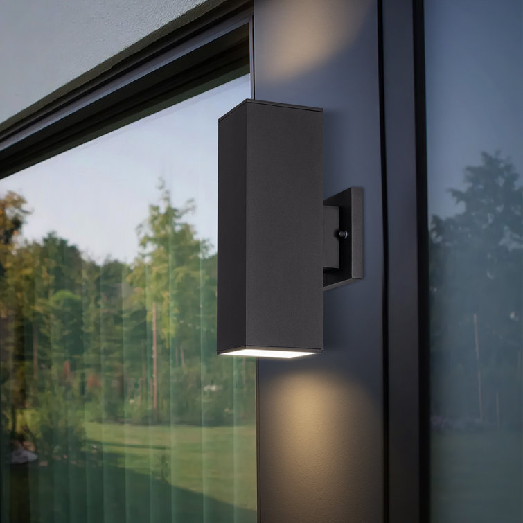 Black Aluminum Hardwired Outdoor Wall Sconce Set