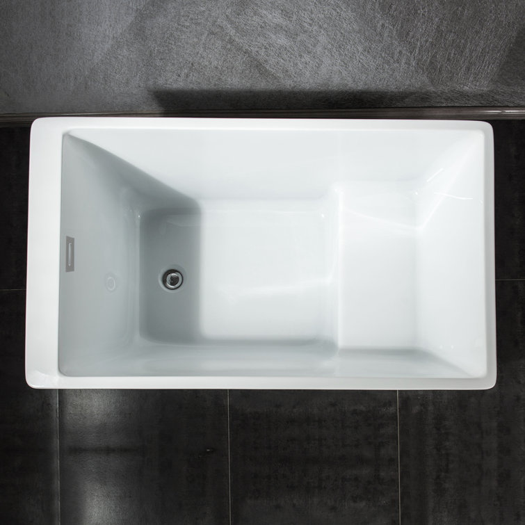47'' White Acrylic Freestanding Rectangular Soaking Bathtub