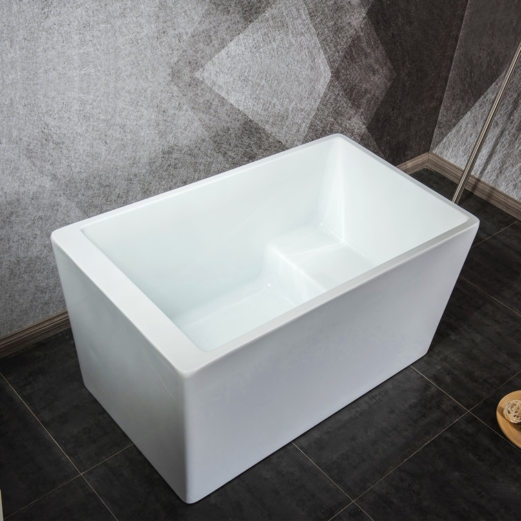 47'' White Acrylic Freestanding Rectangular Soaking Bathtub