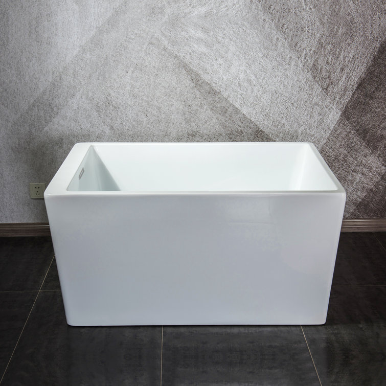 47'' White Acrylic Freestanding Rectangular Soaking Bathtub