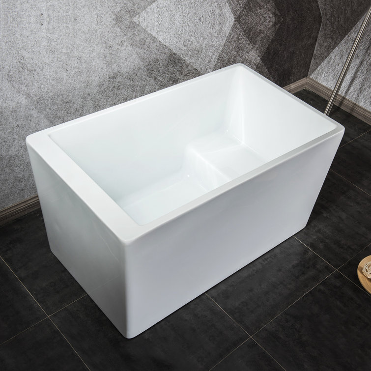 47'' White Acrylic Freestanding Rectangular Soaking Bathtub