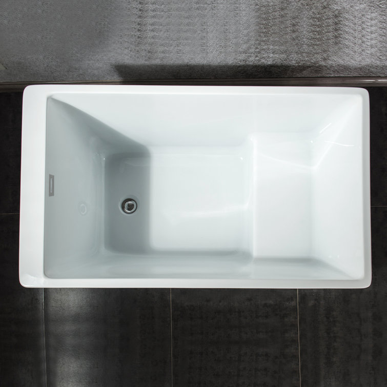 47'' White Acrylic Freestanding Rectangular Soaking Bathtub