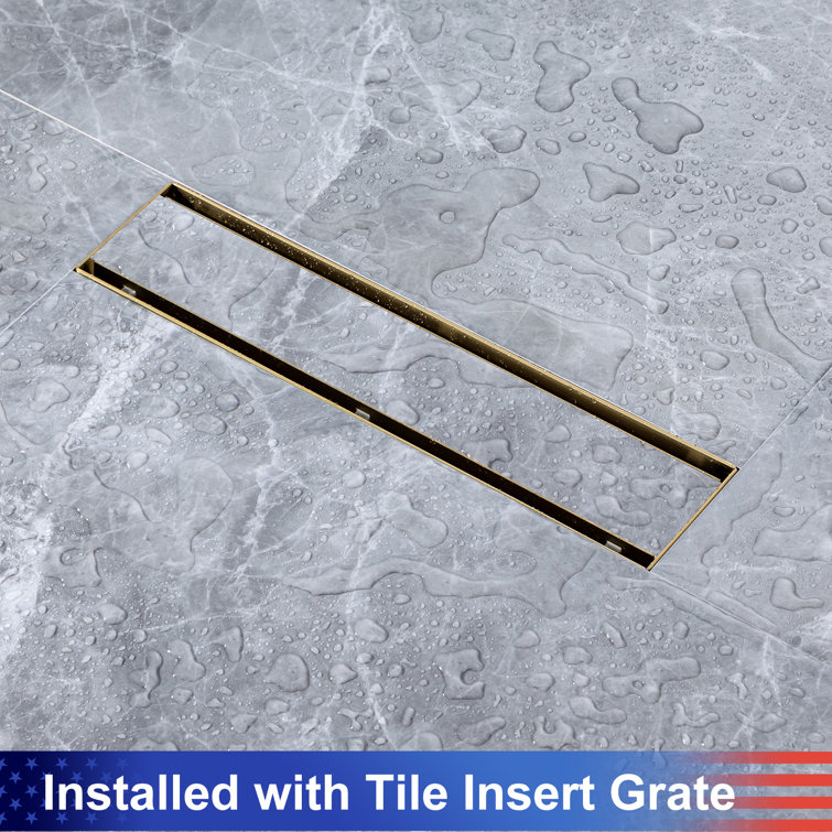 12'' Brushed Gold Stainless Steel Linear Shower Drain