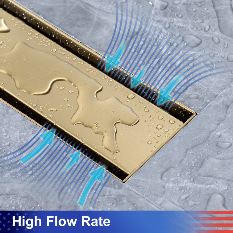 12'' Brushed Gold Stainless Steel Linear Shower Drain