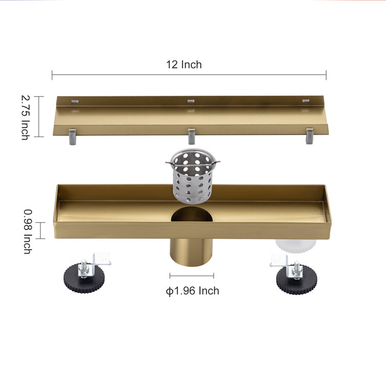 12'' Brushed Gold Stainless Steel Linear Shower Drain