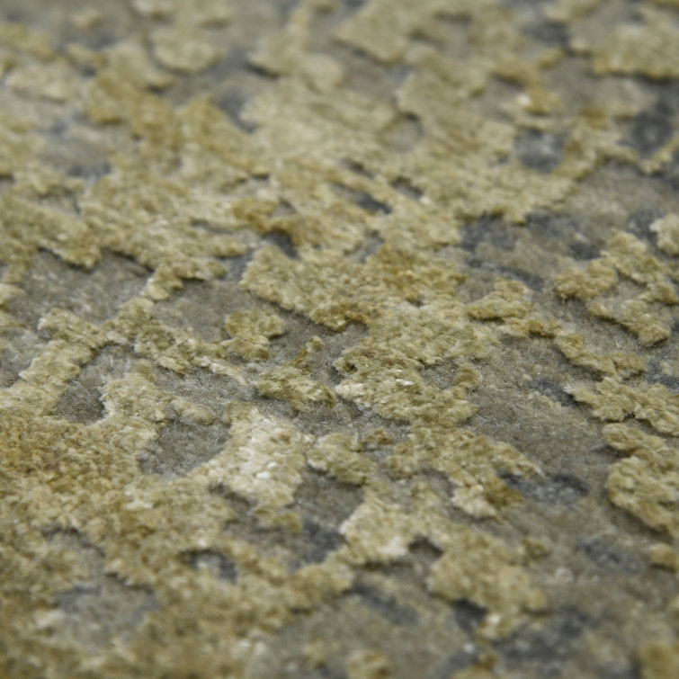 Mystique Gray and Gold Hand-Knotted Wool Silk Rug