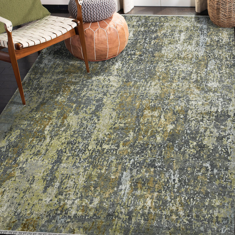 Mystique Steel Gray Hand-Knotted Wool and Silk Rug