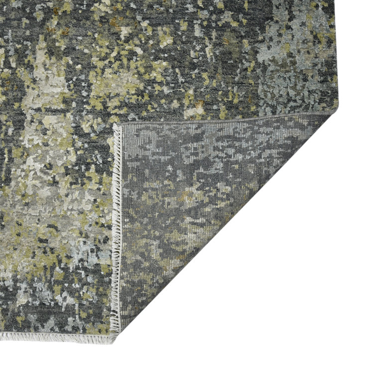 Mystique Steel Gray Hand-Knotted Wool and Silk Rug
