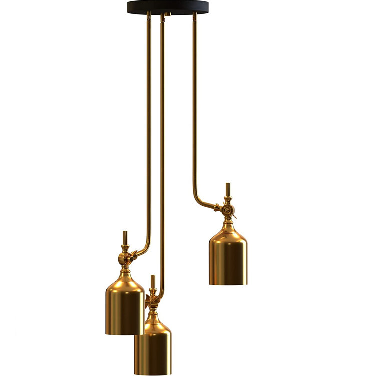 Santo Adjustable 44" Brushed Gold 3-Light Island Pendant