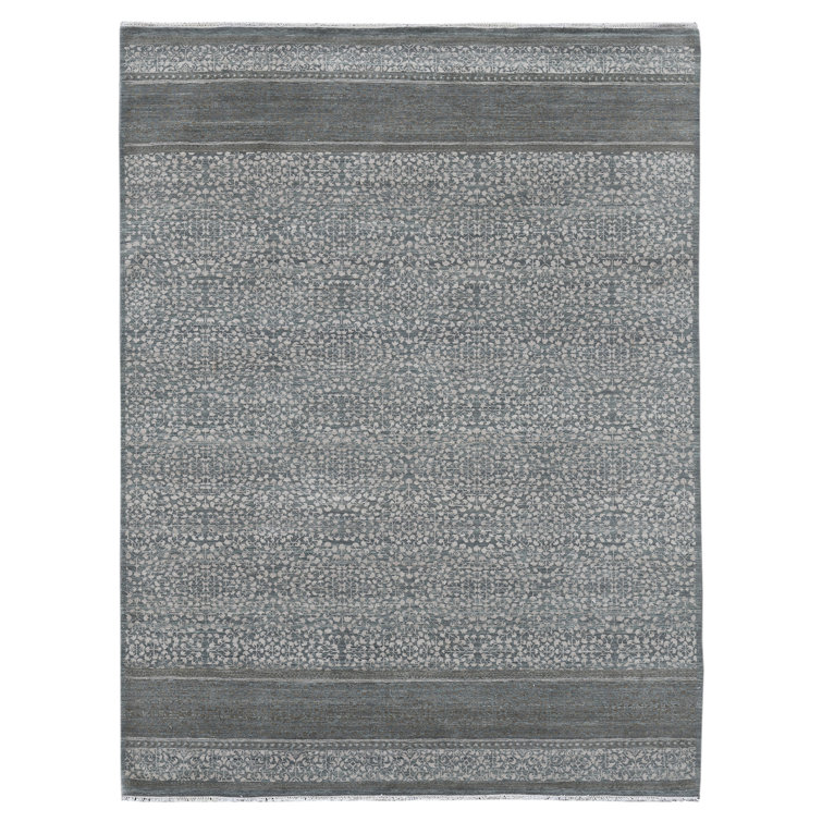 Handmade Blue and Gray Wool Diamond Area Rug
