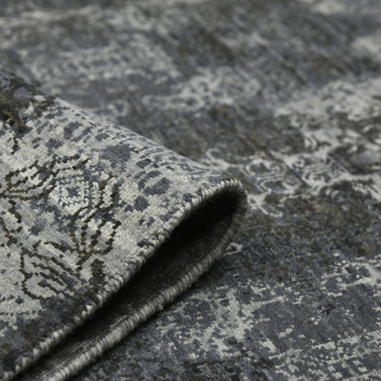 Hand-Knotted Blue Wool Diamond Pattern Area Rug 2'x3'