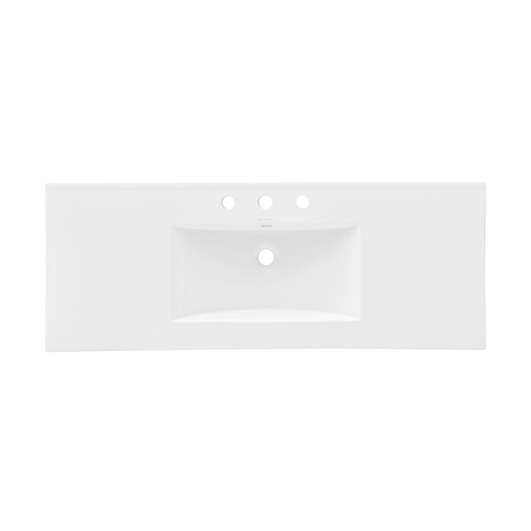 Glossy White Ceramic Vanity Top with Spacious Basin, 48 inch