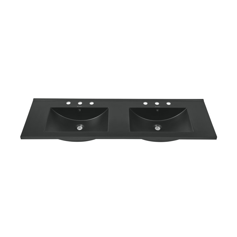Matte Black Ceramic Double Vanity Top Bathroom Sink