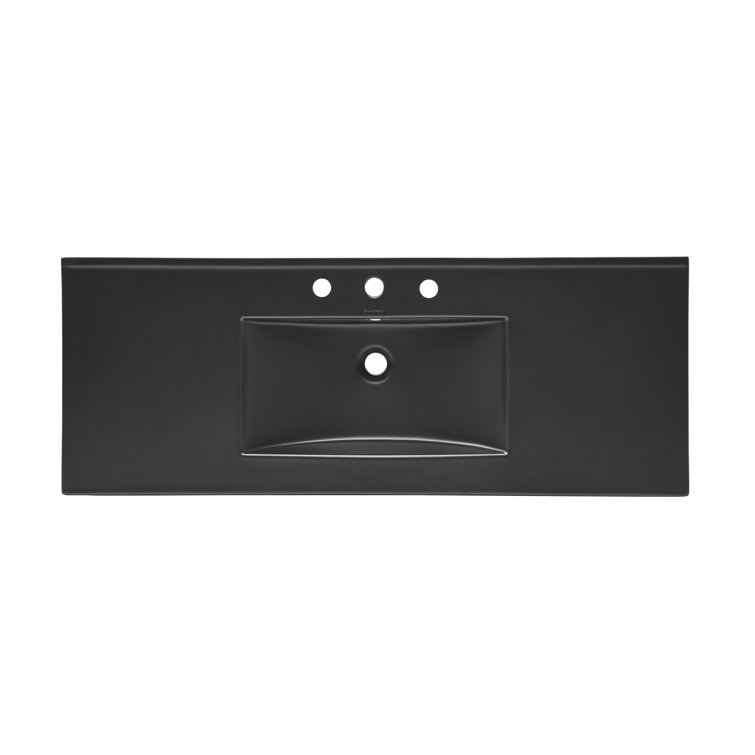Matte Black Ceramic Vanity Sink Top with Three Faucet Holes