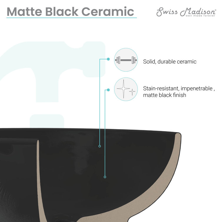 Matte Black Ceramic Vanity Sink Top with Three Faucet Holes