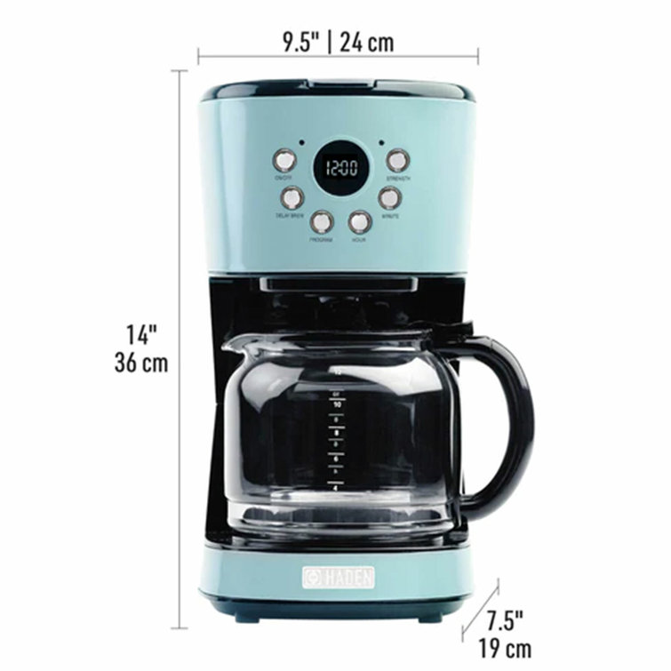 Turquoise Heritage 12-Cup Programmable Drip Coffee Maker with Strength Selector