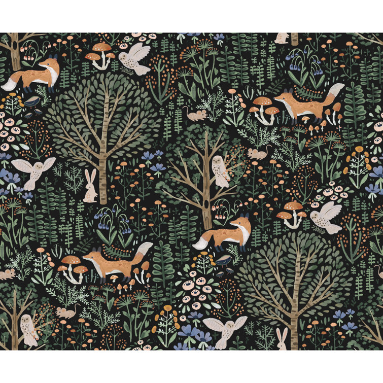 Black and Multicolor Non-glossy Peel and Stick Wallpaper
