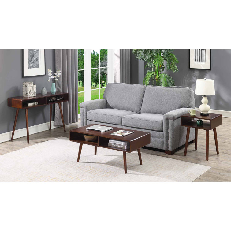 Espresso Square End Table with Shelf and Tapered Legs
