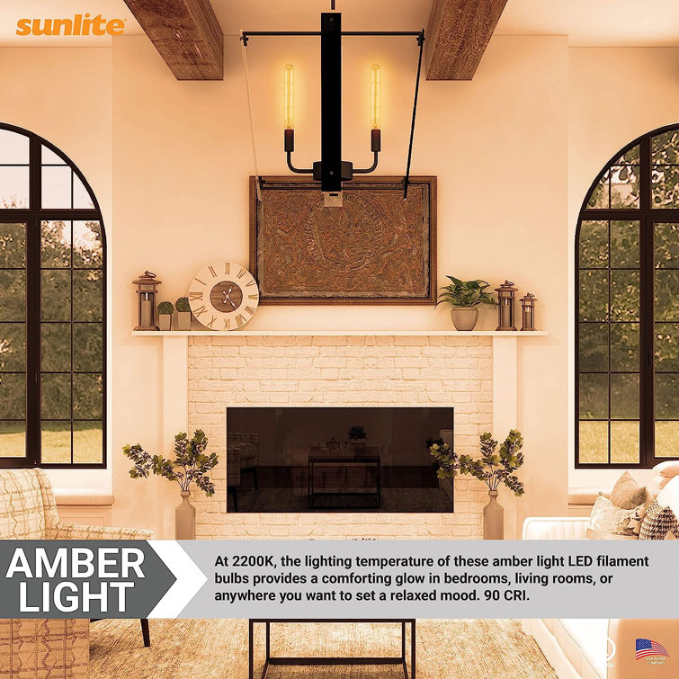 Amber 8.74'' Clear LED Tubular Dimmable Light Bulbs (Set of 10)