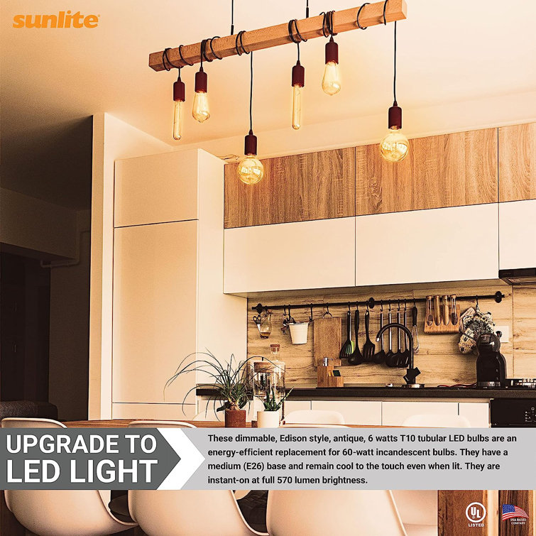 Amber 8.74'' Clear LED Tubular Dimmable Light Bulbs (Set of 10)