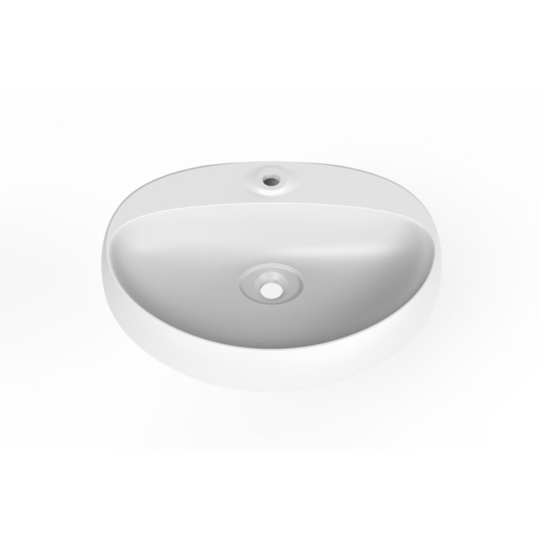 Rosaria Matte White Oval Ceramic Wall Mount Bathroom Sink