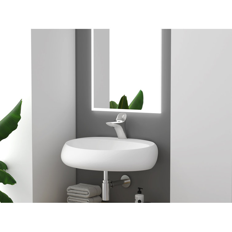 Rosaria Matte White Oval Ceramic Wall Mount Bathroom Sink