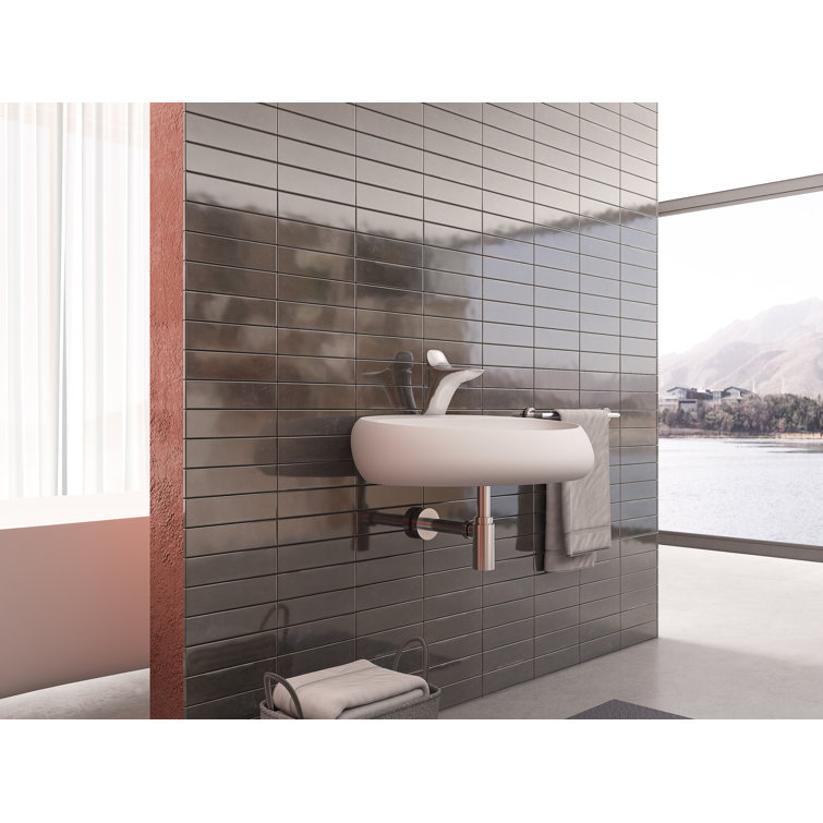 Rosaria Matte White Oval Ceramic Wall Mount Bathroom Sink