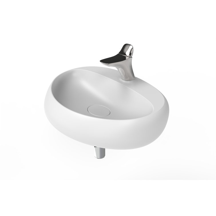 Rosaria Matte White Oval Ceramic Wall Mount Bathroom Sink