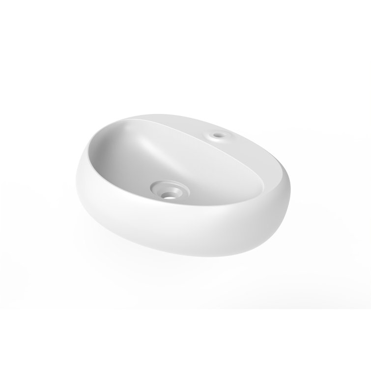 Rosaria Matte White Oval Ceramic Wall Mount Bathroom Sink