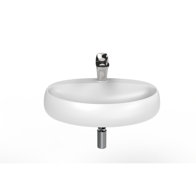 Rosaria Matte White Oval Ceramic Wall Mount Bathroom Sink