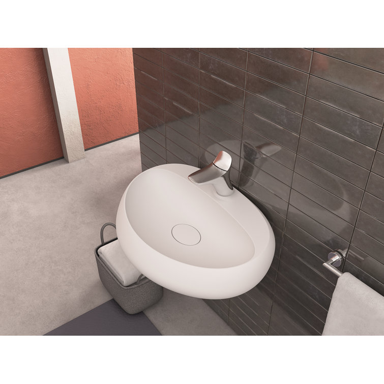 Rosaria Matte White Oval Ceramic Wall Mount Bathroom Sink