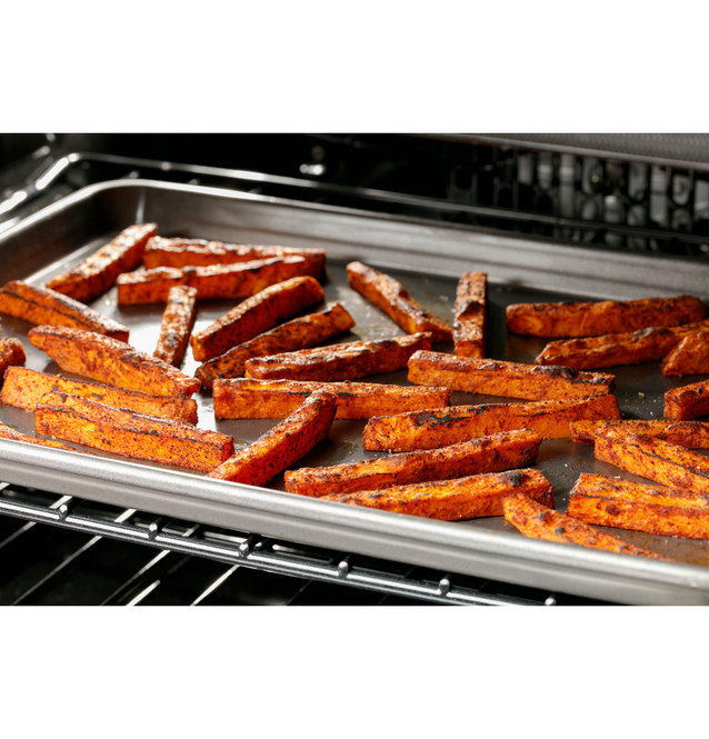 Matte White 30" Smart Double-Oven Induction Range with Convection