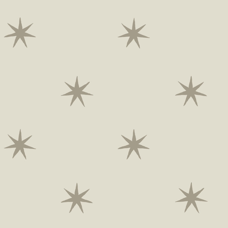 Wicker Beige and Metallic Glint Star Peel and Stick Wallpaper