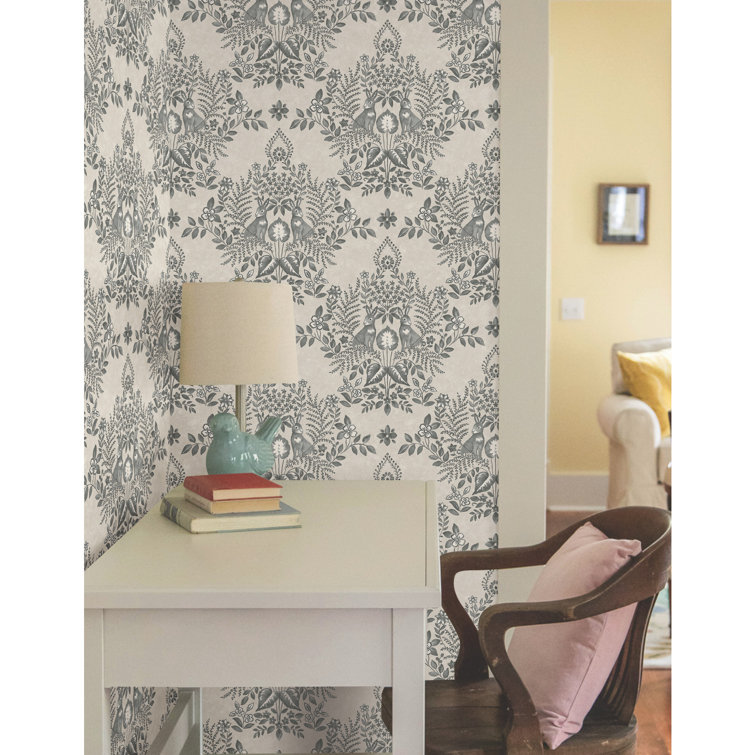 Vintage Duck Egg Damask Peel and Stick Wallpaper