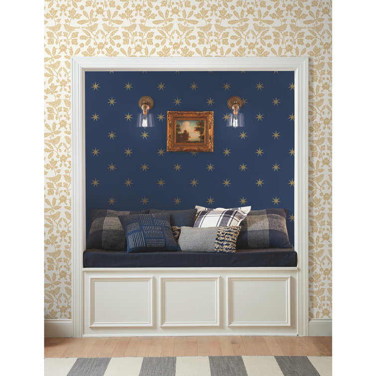 Ochre Yellow Damask Self-Adhesive Peel and Stick Wallpaper