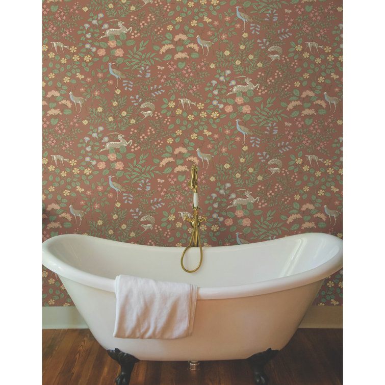 Rust Floral Peel & Stick Vinyl Wallpaper