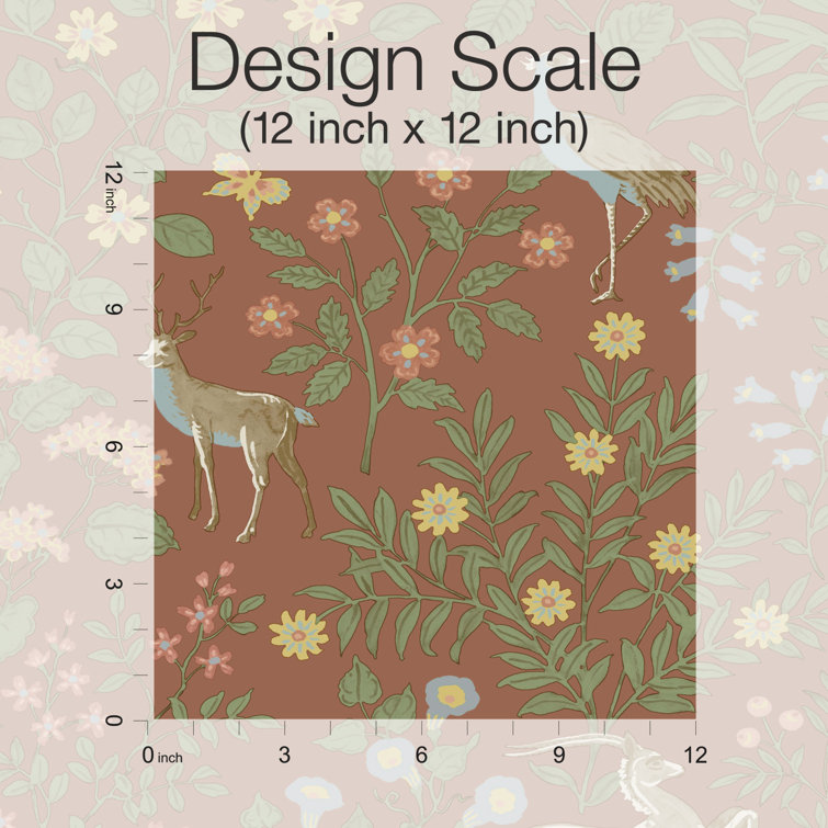 Rust Floral Peel & Stick Vinyl Wallpaper