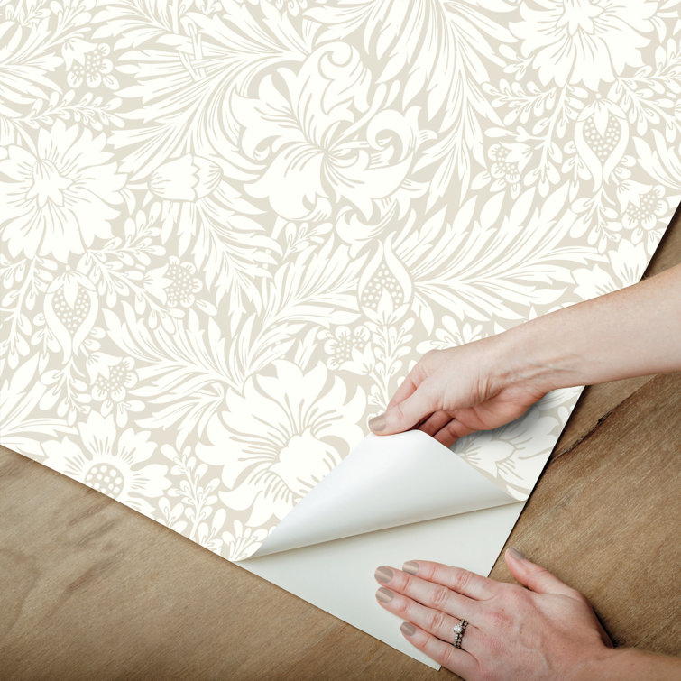 Wicker Beige Floral Peel and Stick Wallpaper
