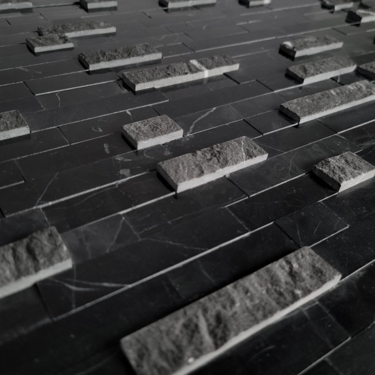 Black Natural Marble Peel and Stick Mosaic Tile