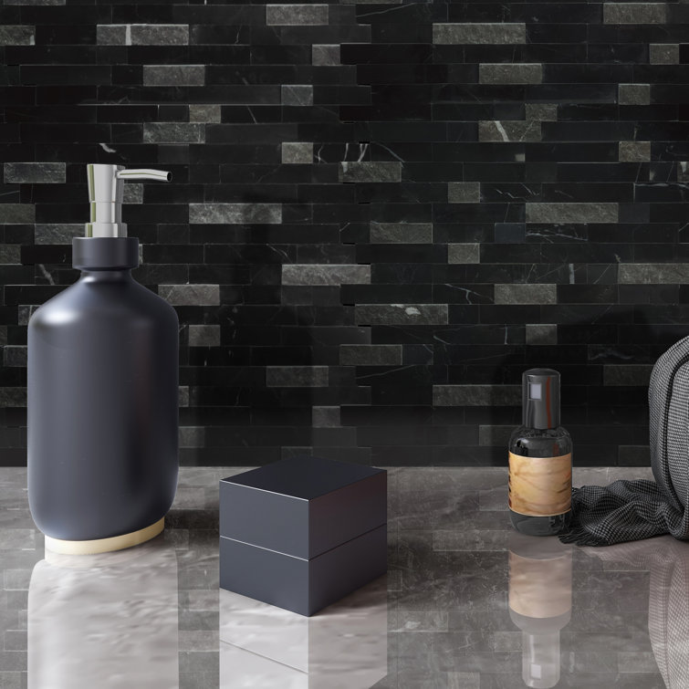 Black Natural Marble Peel and Stick Mosaic Tile