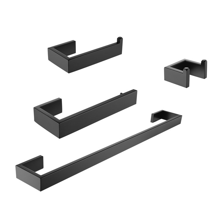 Matte Black 4-Piece Stainless Steel Bathroom Hardware Set