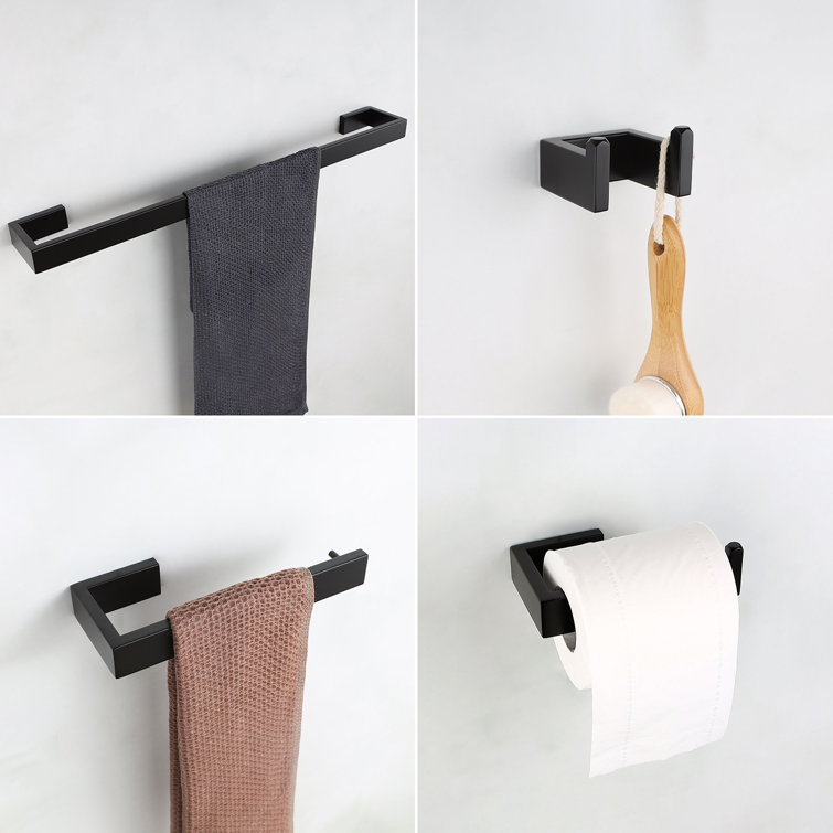 Matte Black 4-Piece Stainless Steel Bathroom Hardware Set