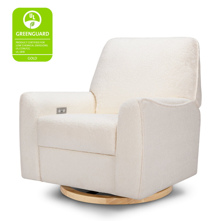 Chantilly Sherpa Oversized Swivel Recliner with Light Wood Base