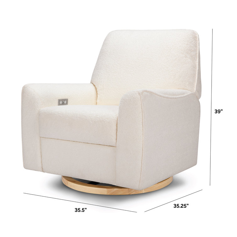 Chantilly Sherpa Oversized Swivel Recliner with Light Wood Base