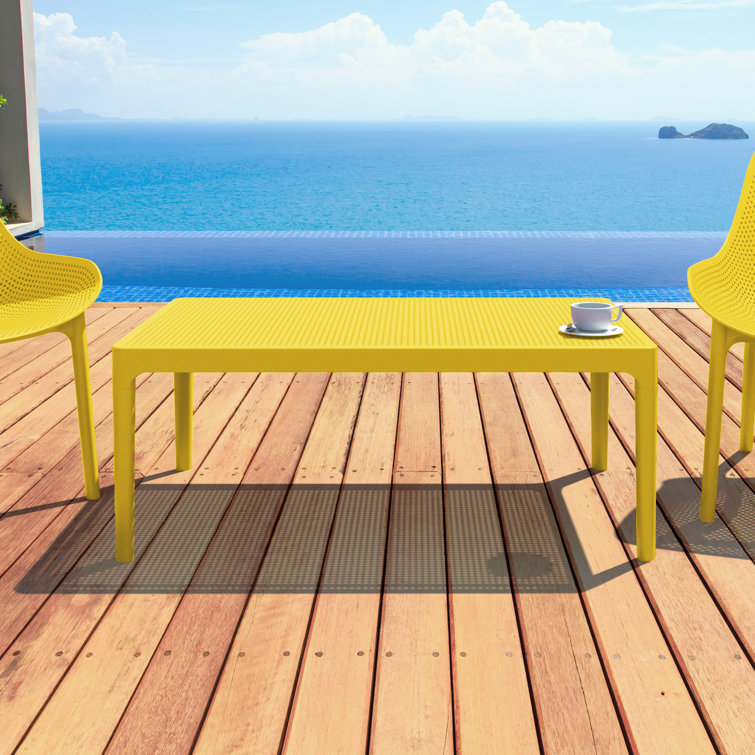 Farrah Yellow Rectangular Plastic Acrylic Outdoor Coffee Table