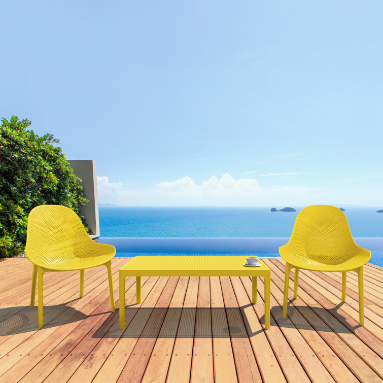 Farrah Yellow Rectangular Plastic Acrylic Outdoor Coffee Table