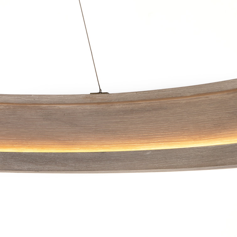 Contemporary Bronze Oak Veneer LED Chandelier 33"