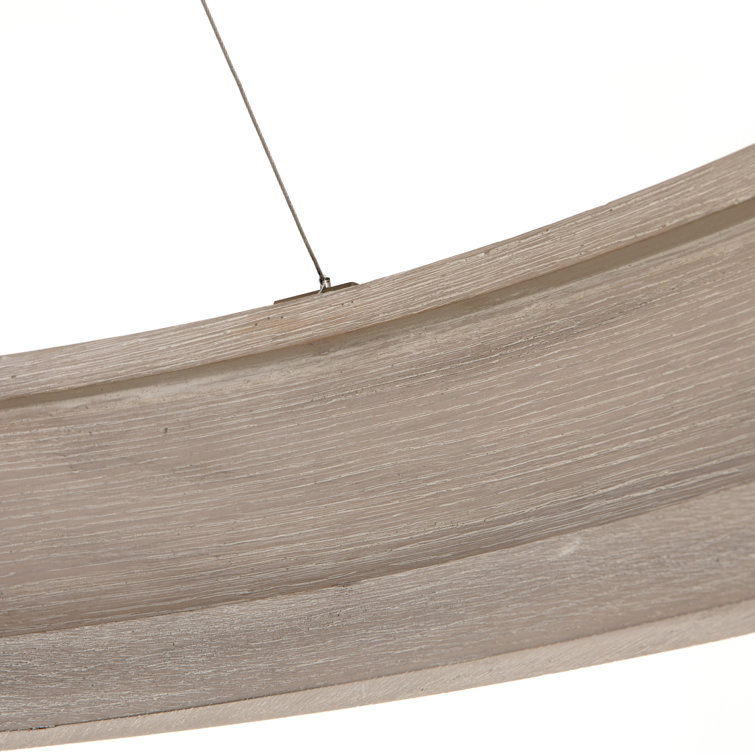 Contemporary Bronze Oak Veneer LED Chandelier 33"