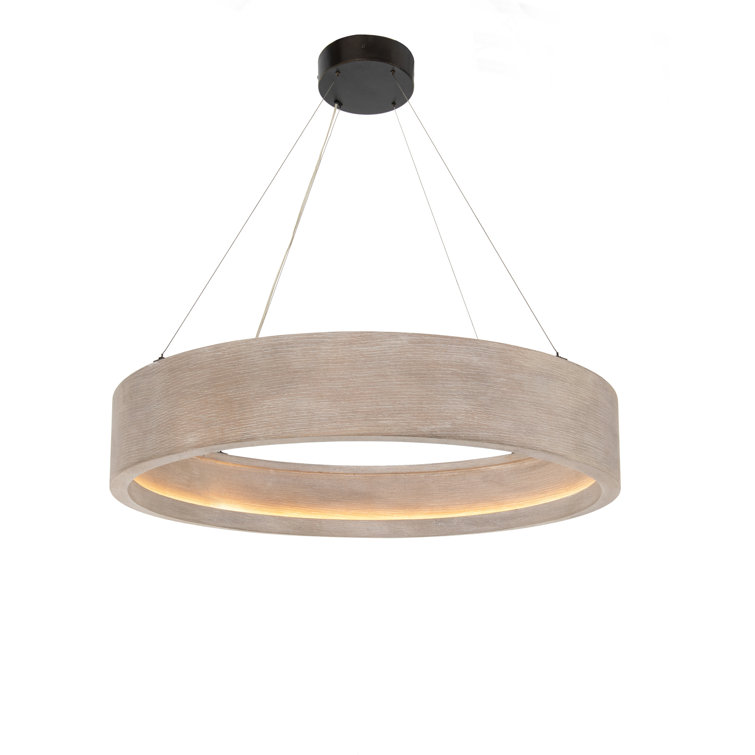 Contemporary Bronze Oak Veneer LED Chandelier 33"