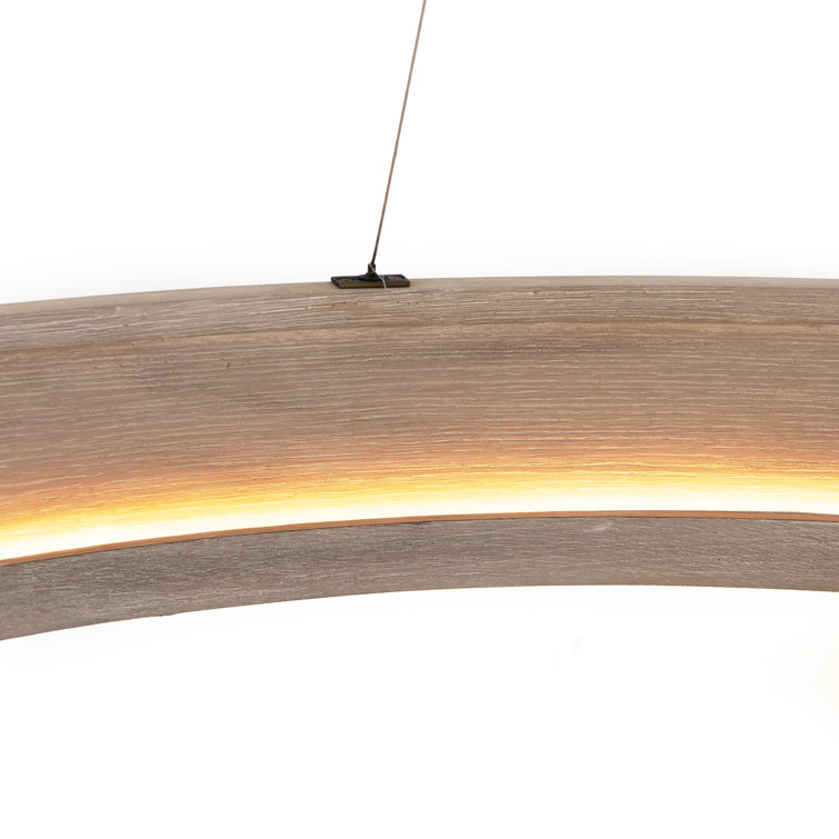Contemporary Bronze Oak Veneer LED Chandelier 33"